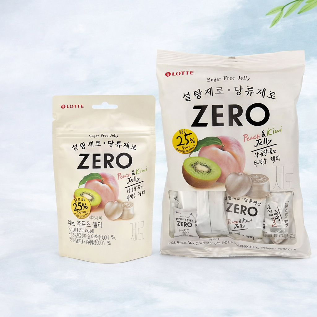 Lotte ZERO Peach and Kiwi Gummies